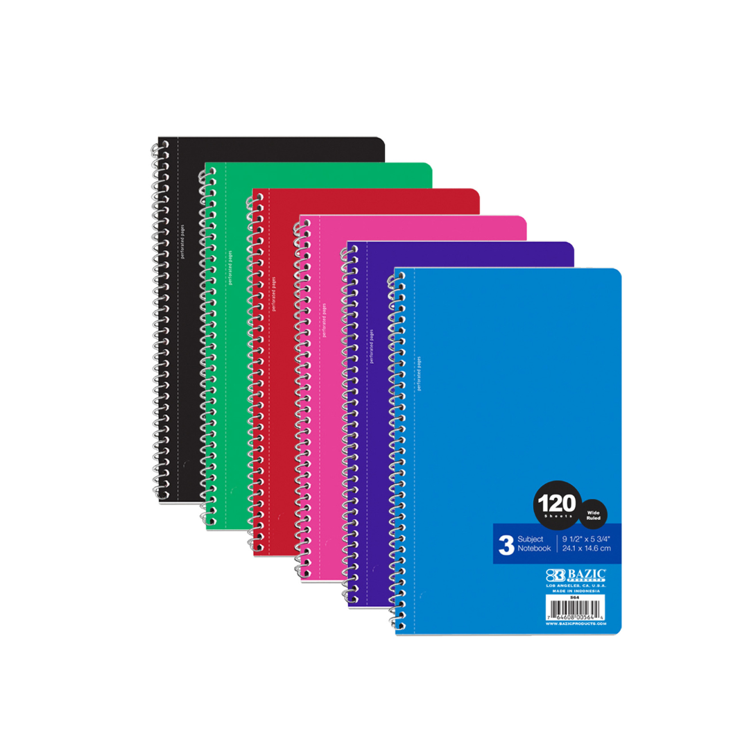 Bazic 3 Subject Notebook 120sheet