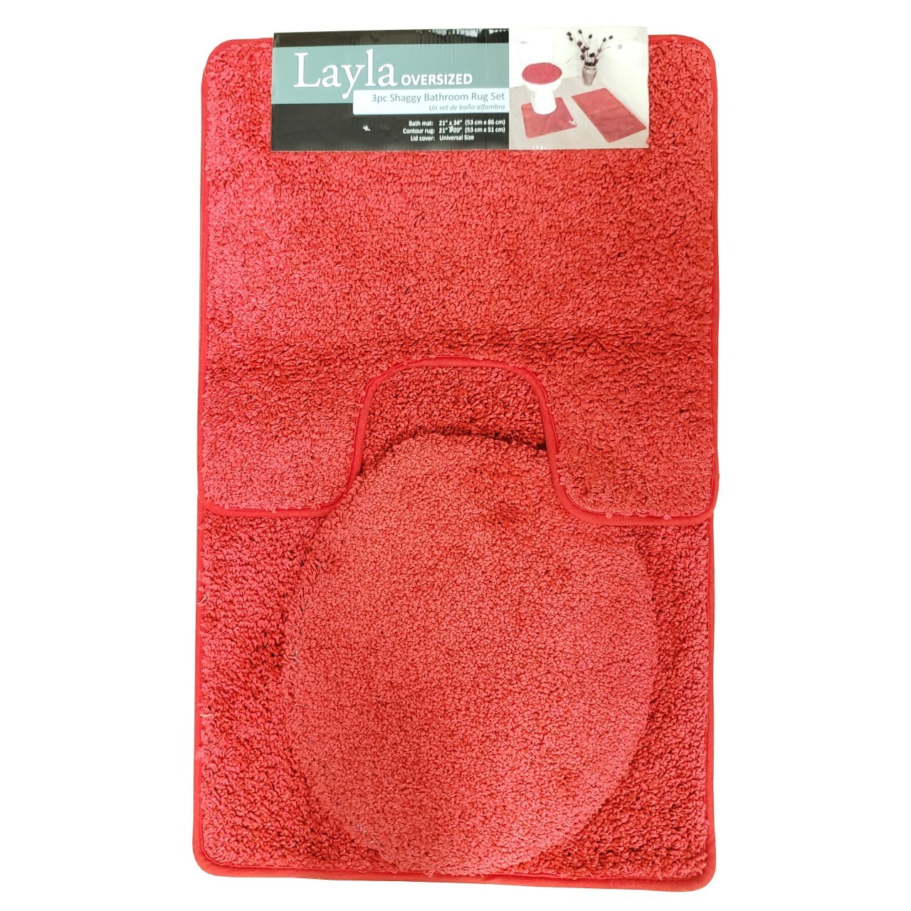 LAYLA BATHROOM MAT RED 3pc