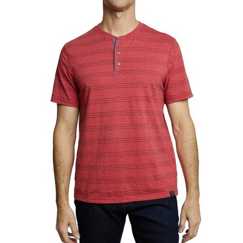 Copper and Oak Men's Knit Triple Stitch Short Sleeved Henley Top