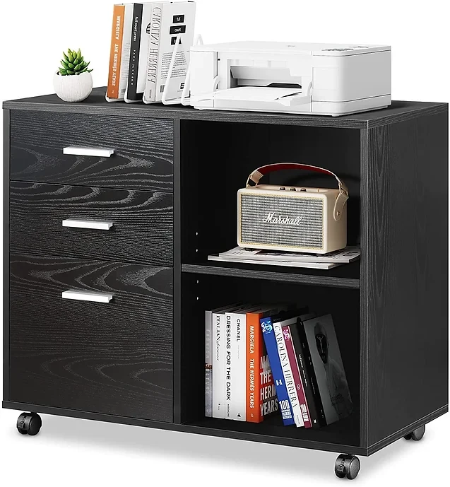 DEVAISE 3-Drawer Wood File Cabinet, Mobile Lateral Filing Cabinet, Printer Stand