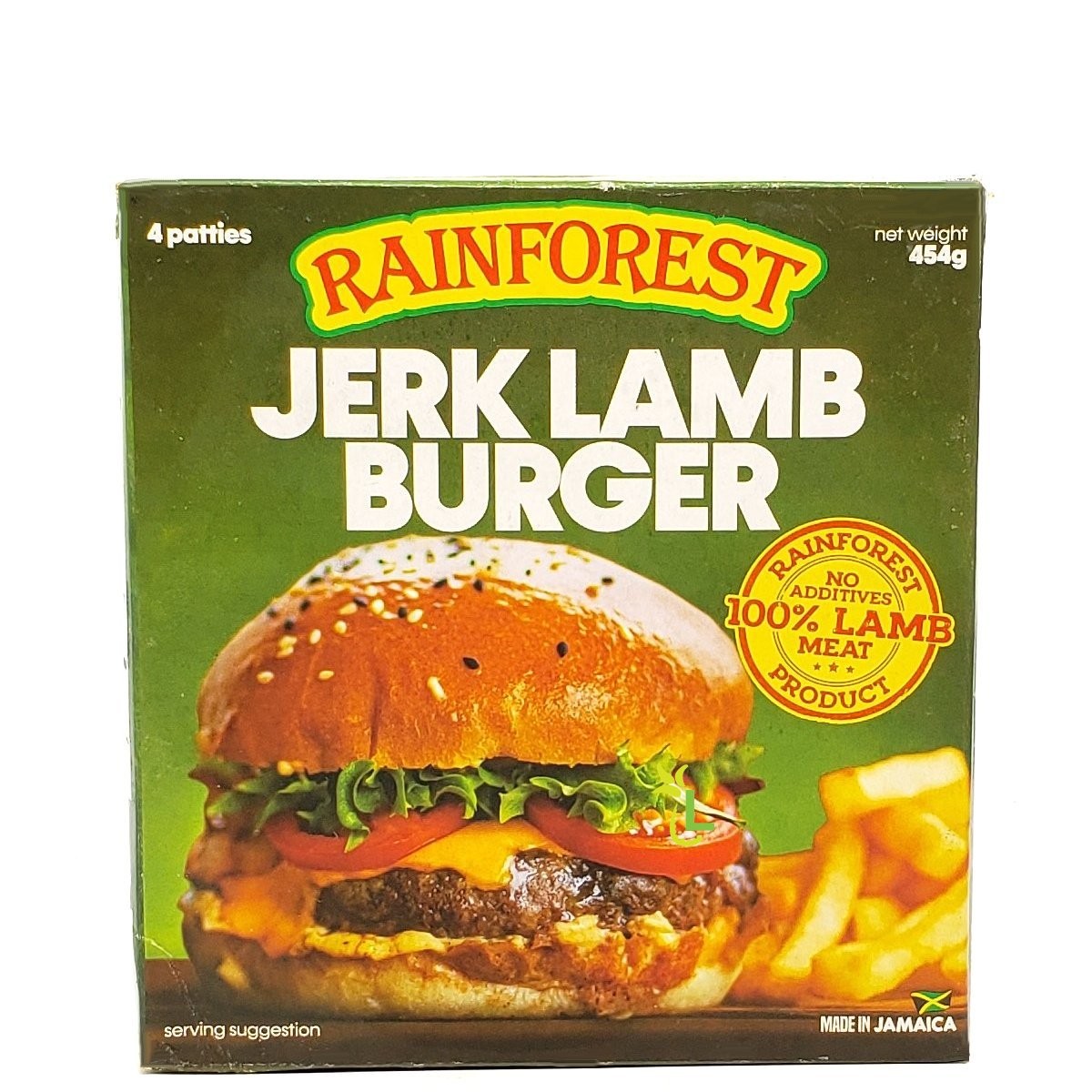 RAINFOREST BURGER LAMB JERK 454g