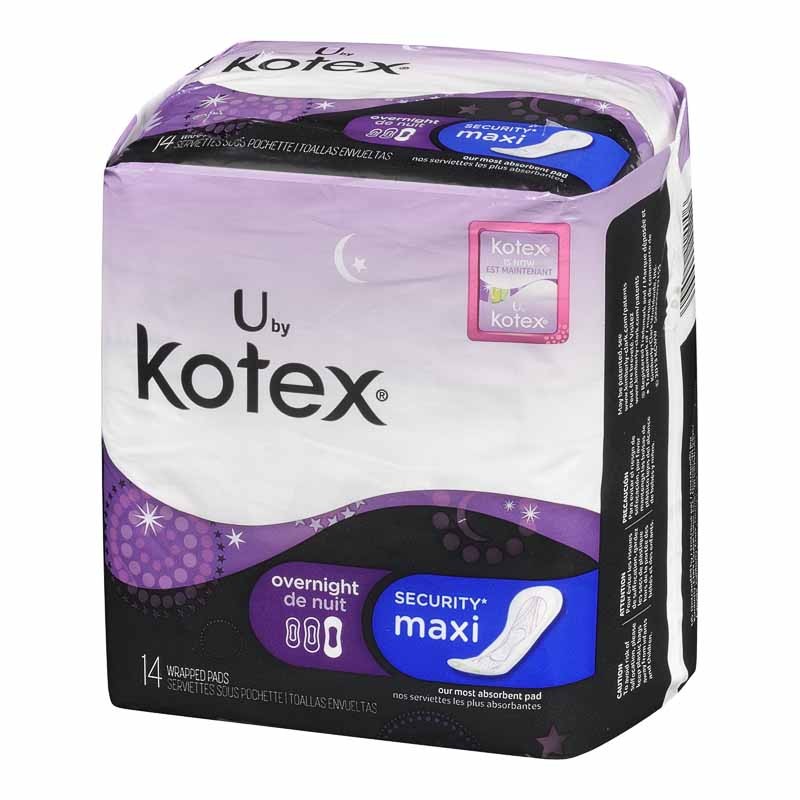 KOTEX OVERNIGHT W/WINGS 14s