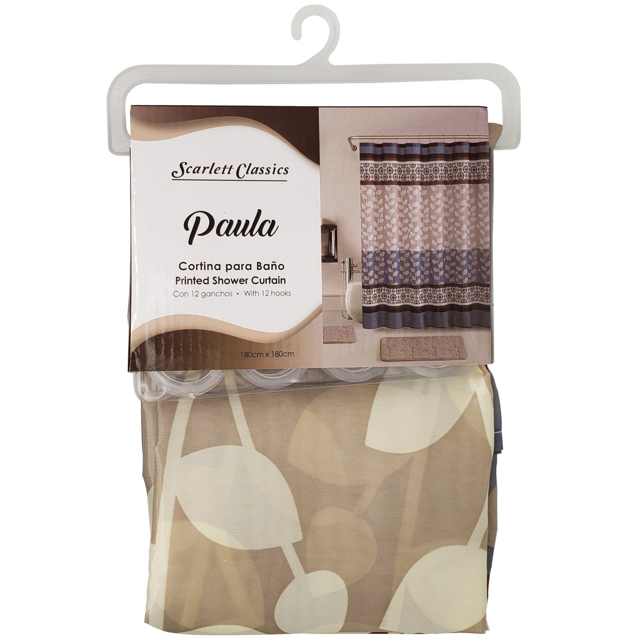 SCARLETT SHOWER CURTAIN BRN BLUE 180x180