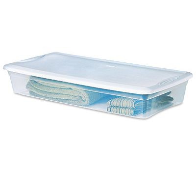 Sterilite 19608006 Underbed Box Storage 41 Quart See Through Base White Lid