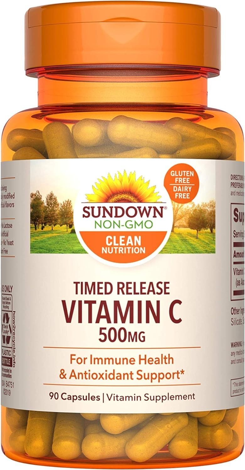 Sundown Vitamin C 500mg Time Release Capsules for Immune Support