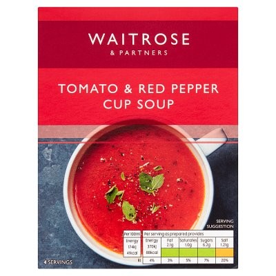 WAITROSE SOUP TOMATO & PEPPER 4x22g