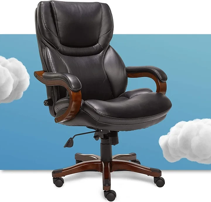 Serta® Big And Tall Bonded Leather High-Back Office Chair, Black/Dark Redwood
