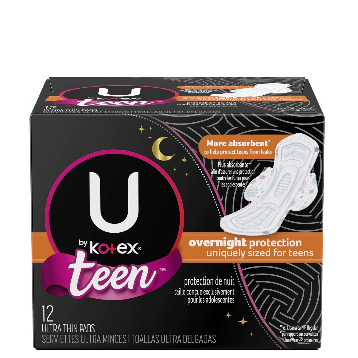 KOTEX TEEN MAXI WINGS OVERNIGHT 12s