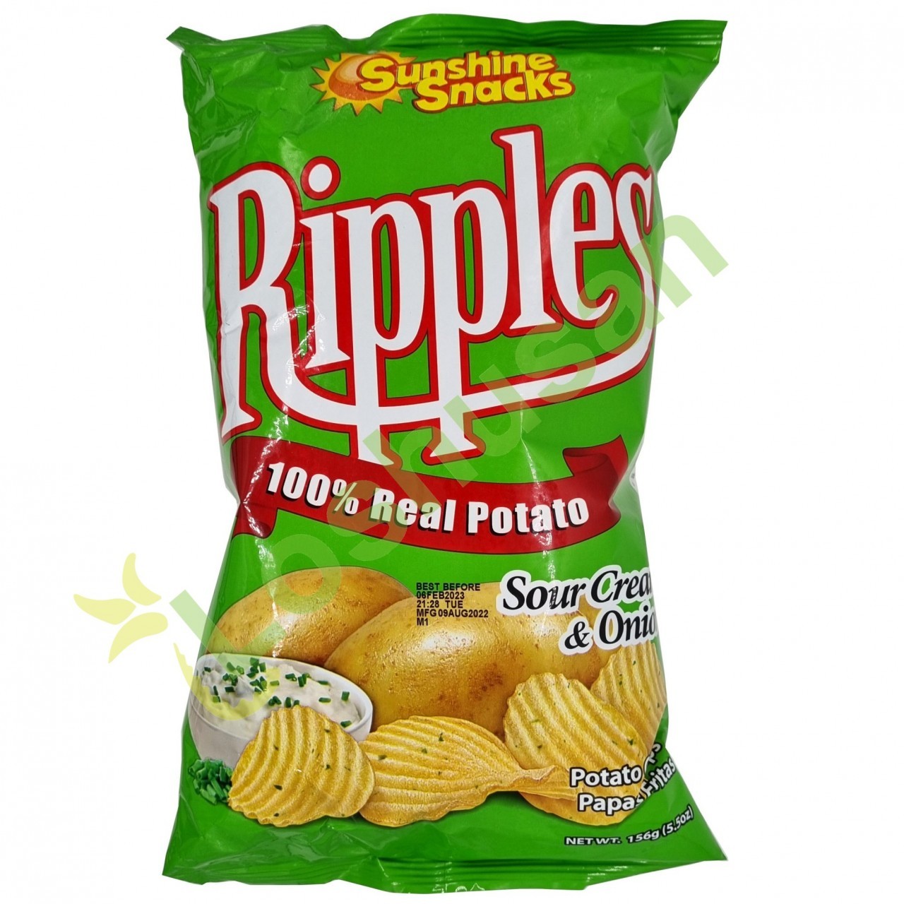 SUNSHINE RIPPLES SOUR CREAM & ONION 156g