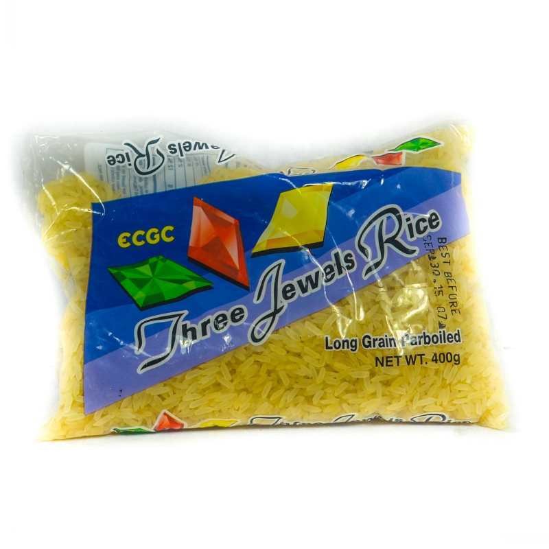 THREE JEWELS LONG GRAIN PARBOILED RICE 400G