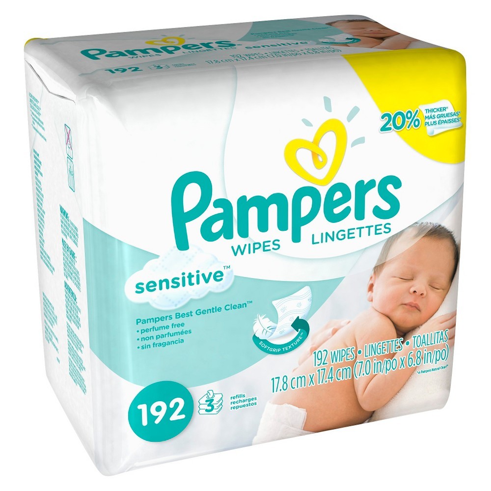 Pampers Wipes Lingettes Sensitive, 192 Count