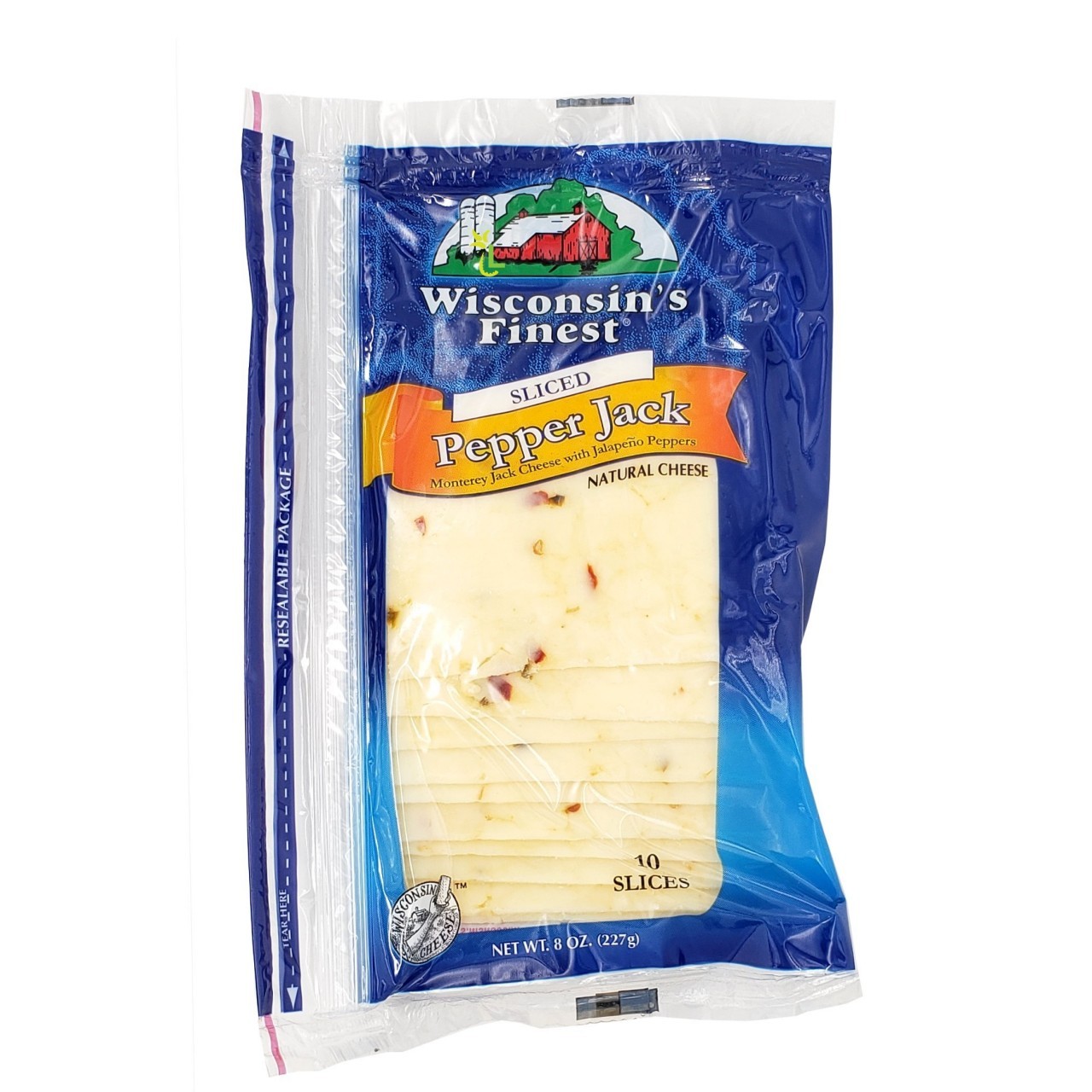 WISCONSIN FINEST SLICED PEPPER JACK 8oz