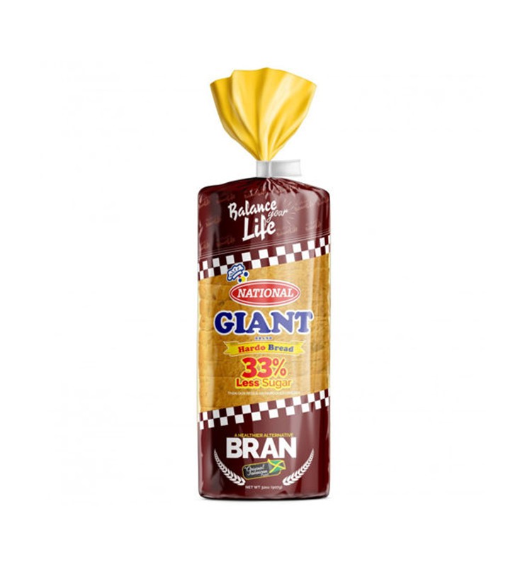 NATIONAL GIANT HARDO BRAN SLICED BREAD 33%LESS SUGAR 907G