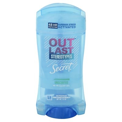 SECRET OUT LAST CLEAR GEL UNSCENTED 2.6oz ASSRT
