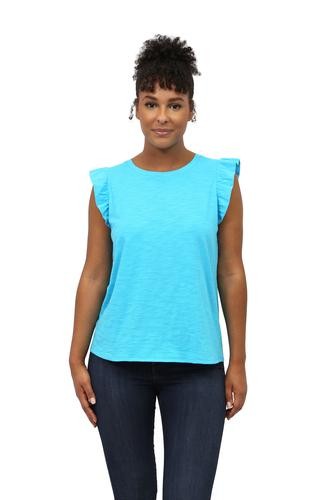 Leo and Nicole Ladies' Ruffle Sleeve Crew Neck Top