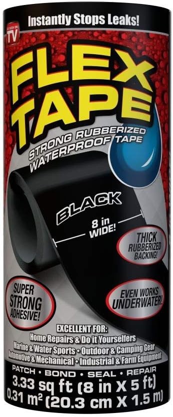 8 in. X 5 ft. Black Rubberized Flex Tape
