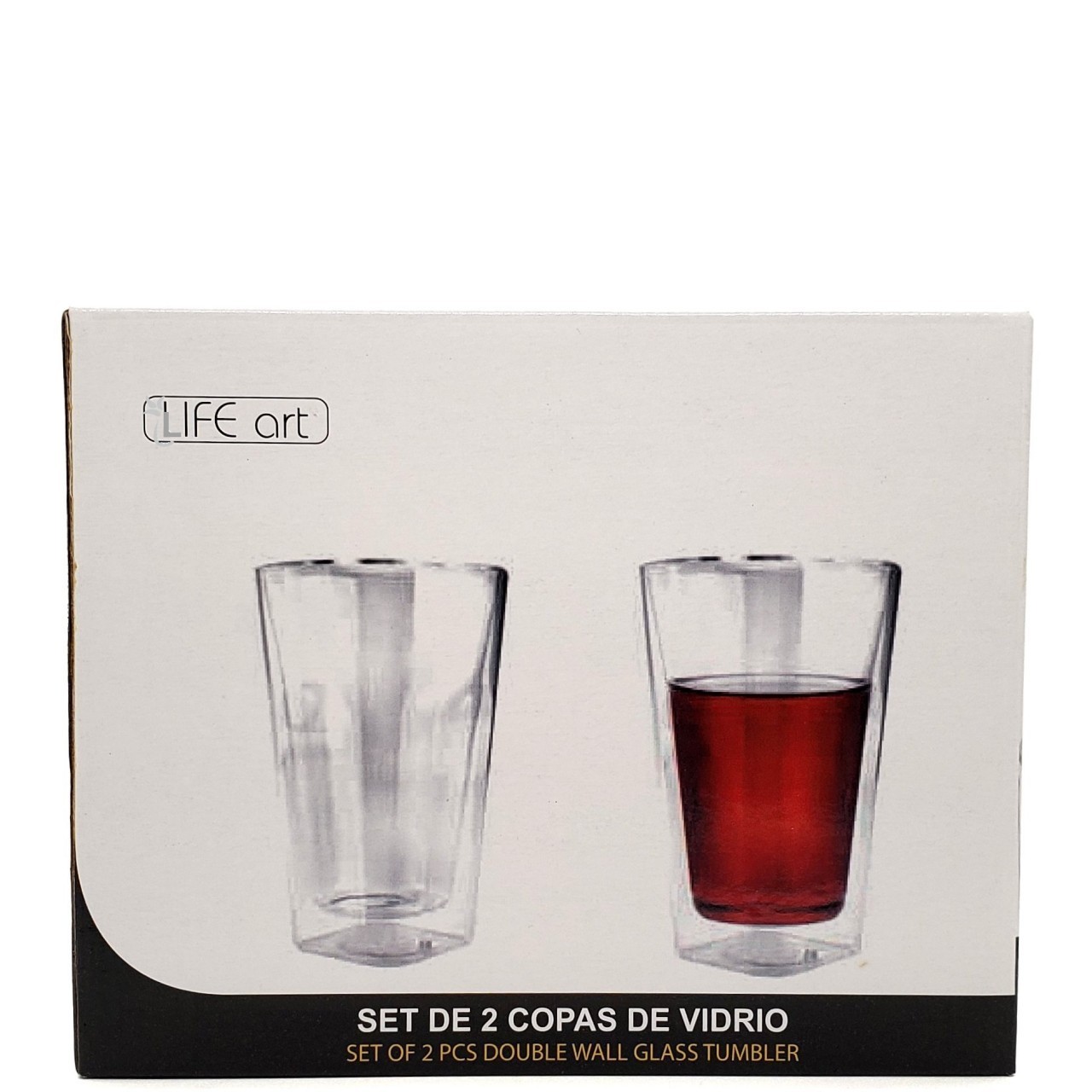 LIFE ART GLASS TUMBLER DBL WALL 2x450ml