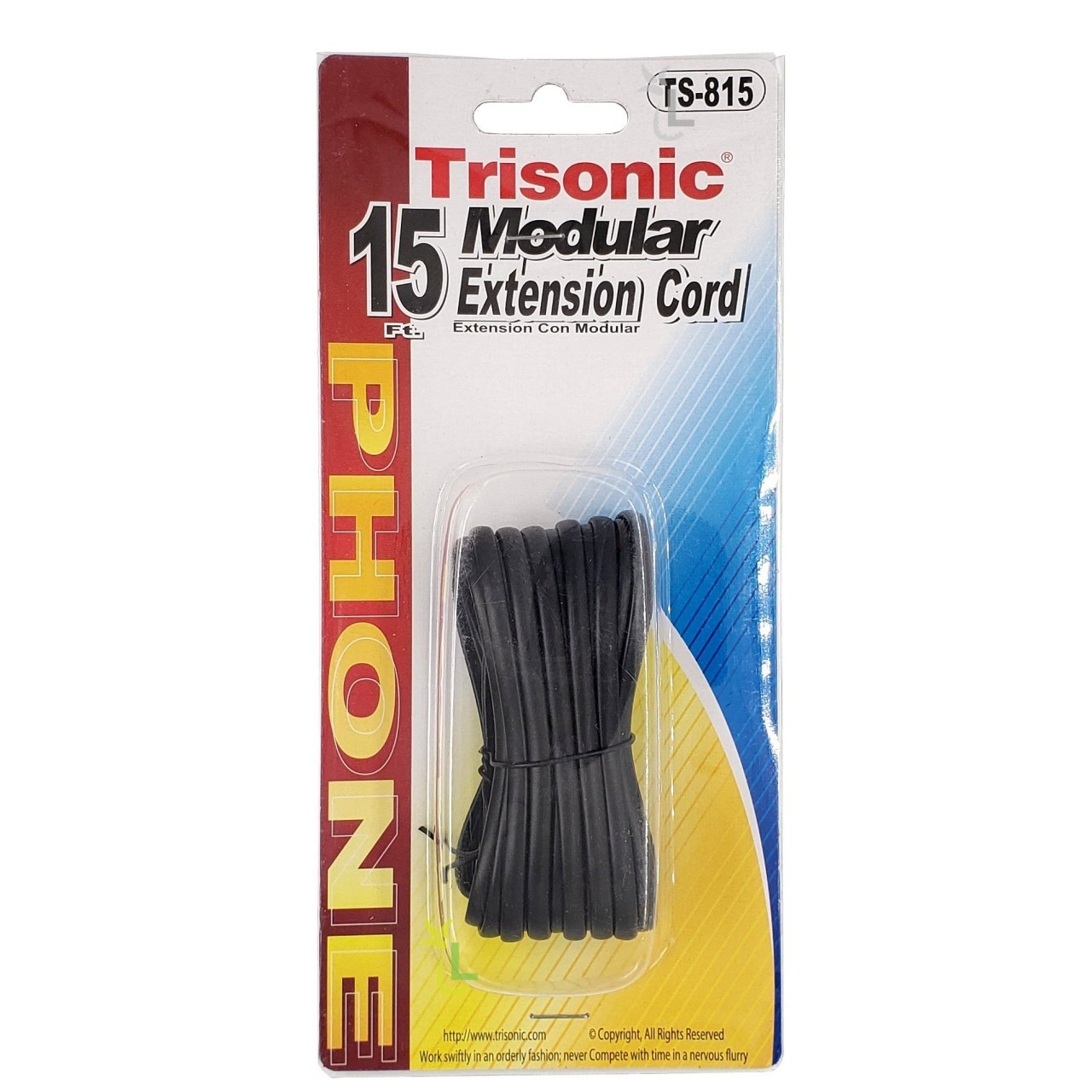 TRISONIC MODULAR EXT CORD BLACK 15ft