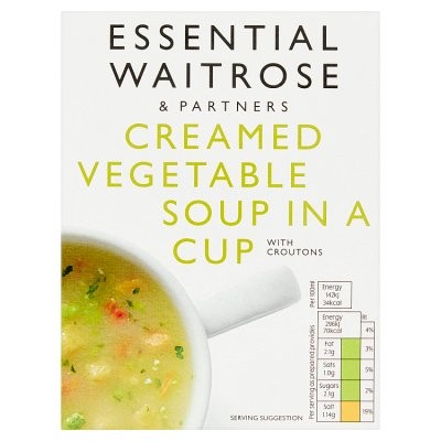 WAITROSE CUP SOUP CREAM VEG 4x18g
