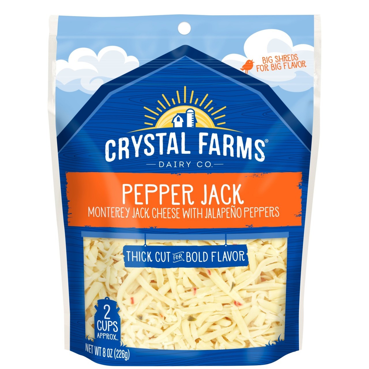 CRYSTAL FARMS PEPPER JACK SHRED 8oz