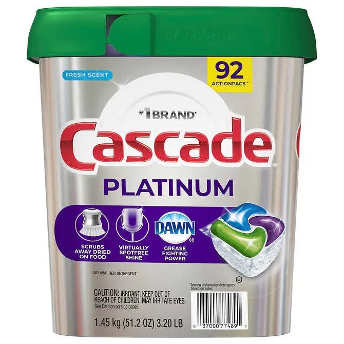 CASCADE ACTIONPACS FRESH SCENT 92s
