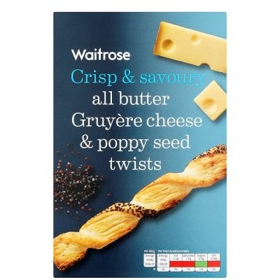 WAITROSE TWISTS CHEESE POPPY 125g