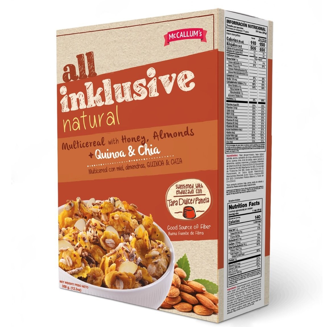 MCCALLUMS INKLUSIVE HONEY ALMONDS 350g