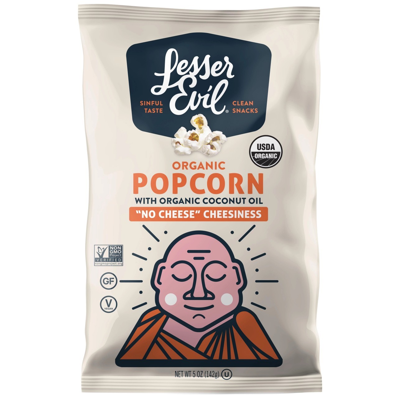 LESSER EVIL POPCORN NO CHEESE 4.6oz