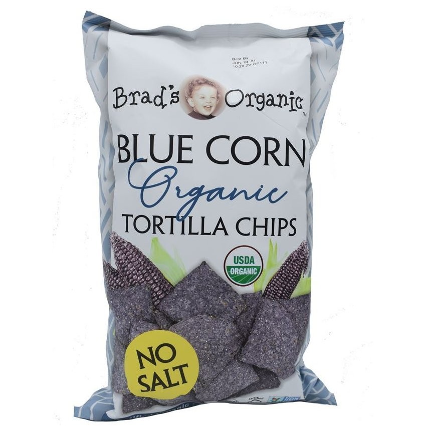 BRADS TORTILLA CHIPS BLUE NO SALT 8oz