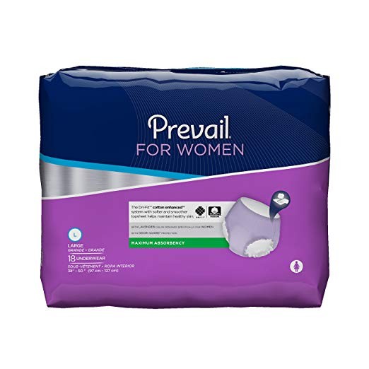Prevail Maximum Absorbency Incontinence Underwear for Women Large 18 Count Breathable Rapid Absorption Discreet Comfort Fit Adult Diapers
