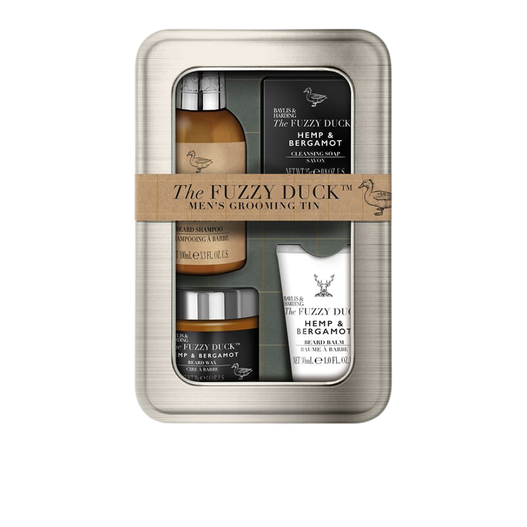 The Fuzzy Duck: Hemp & Bergamot Luxury Grooming Tin Set