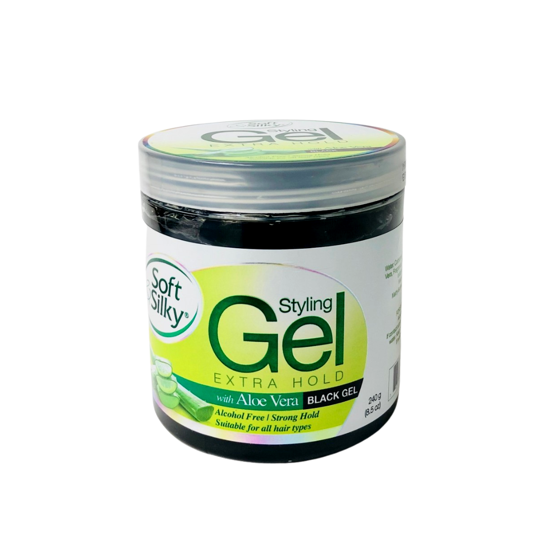 Soft & Silky Styling Gel, Extra Hold, Black, 8.5oz