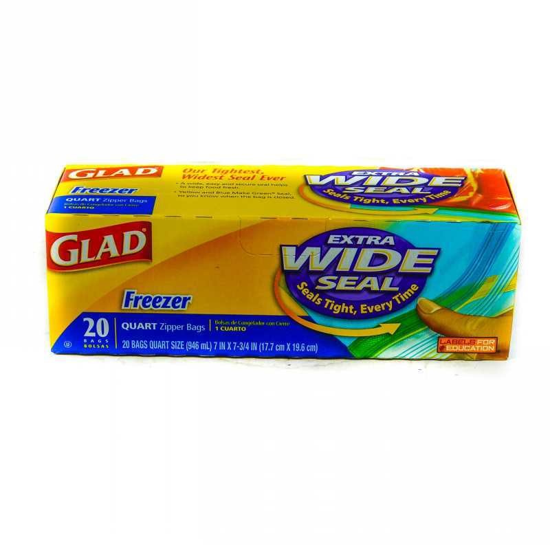 GLAD STORAGE FREEER ZIPPER QRT BAGS 20’S