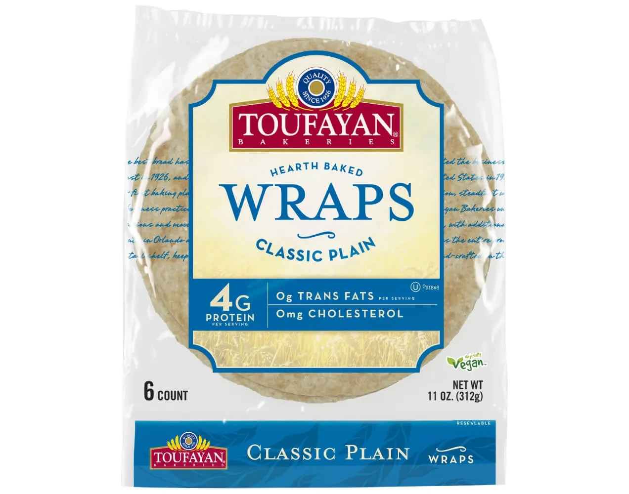 TOUFAYAN CLASSIC PLAIN VEGAN WRAP 312g x 6cnt