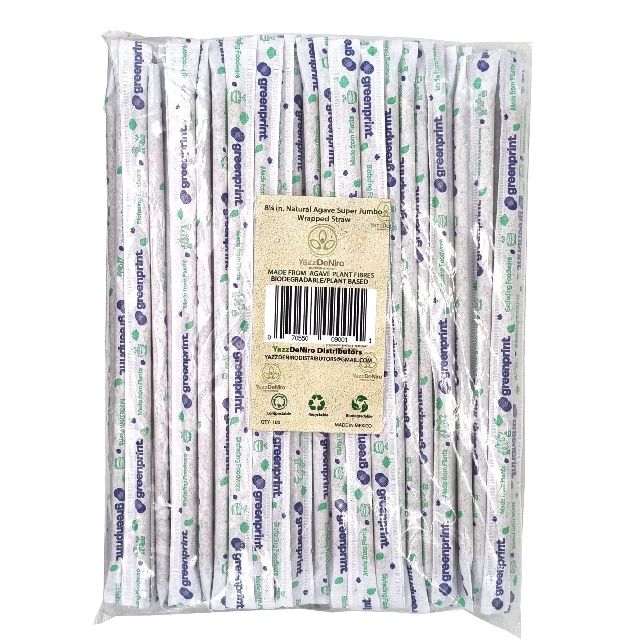 YAZZDENIRO NATURAL AGAVE JUMBO STRAW 100