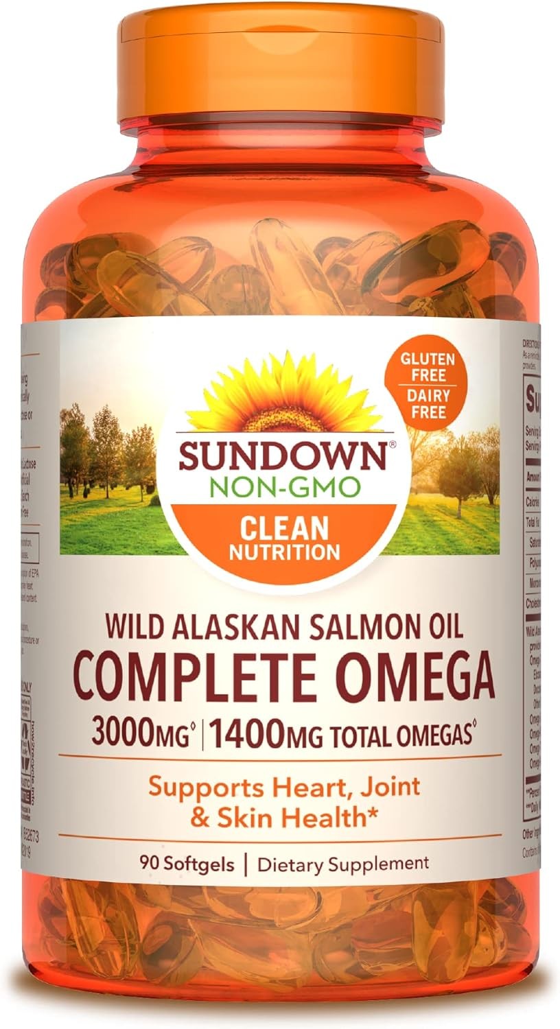Sundown Complete Omega Wild Alaskan Salmon Oil Softgel, 1400 mg, 90 Softgels