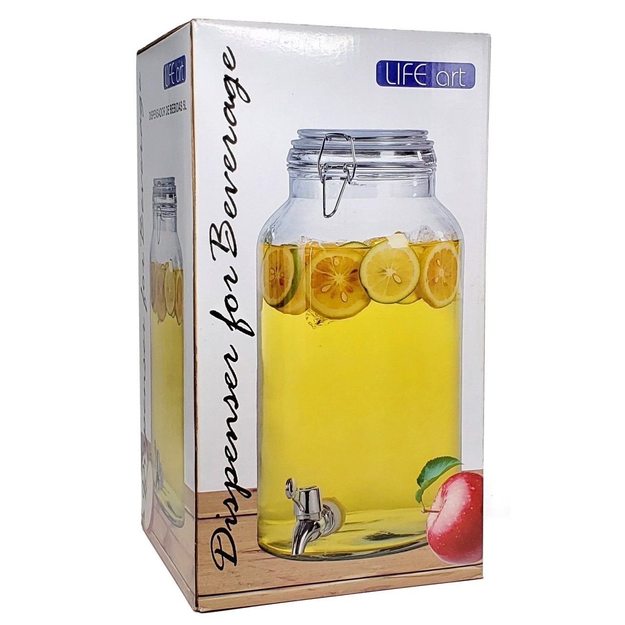 LIFE ART GLASS BEVERAGE DISPENSER 5L