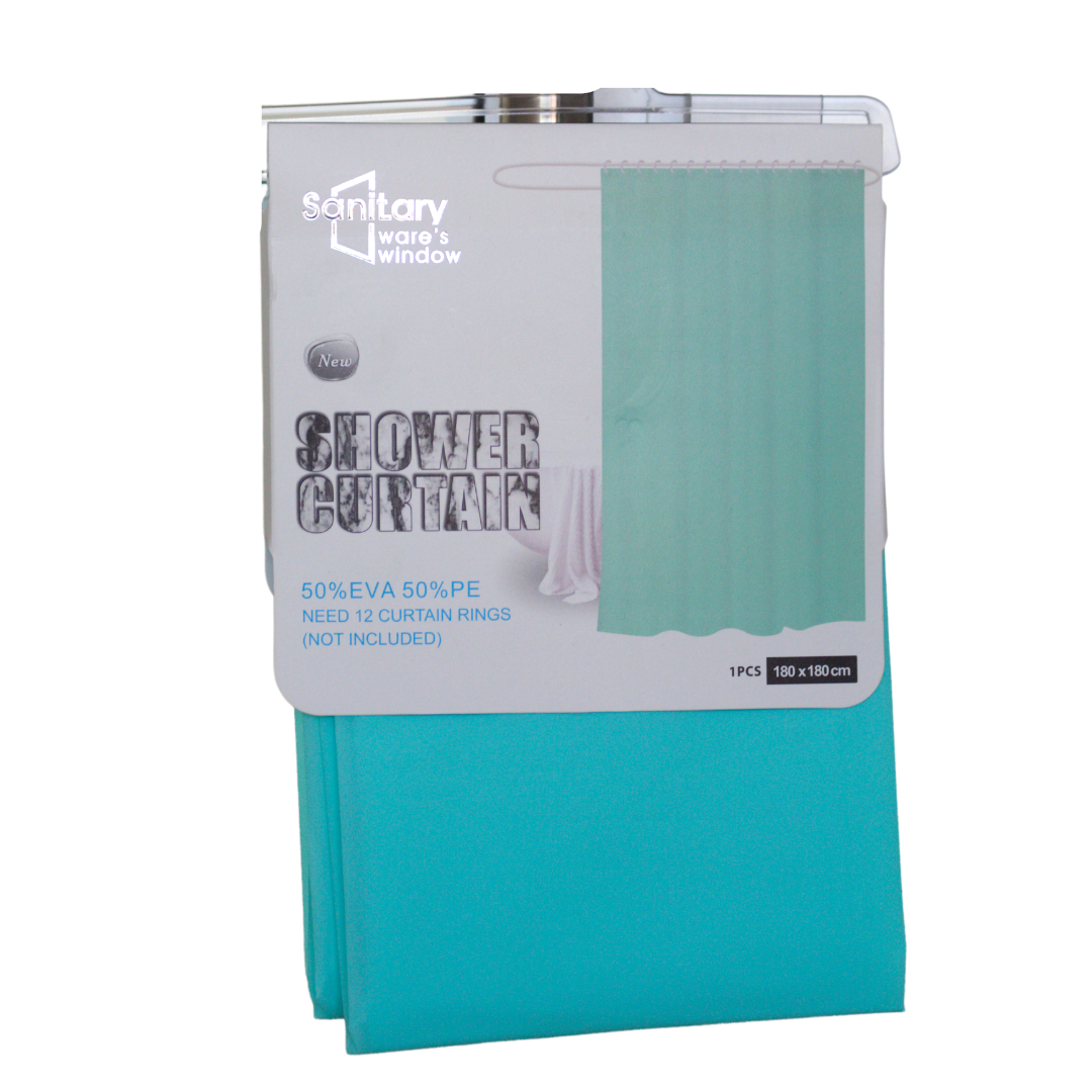 Sanitary Ware's Window Shower Curtain (Plain Turquoise), 1 PCS, 180 x 180 cm