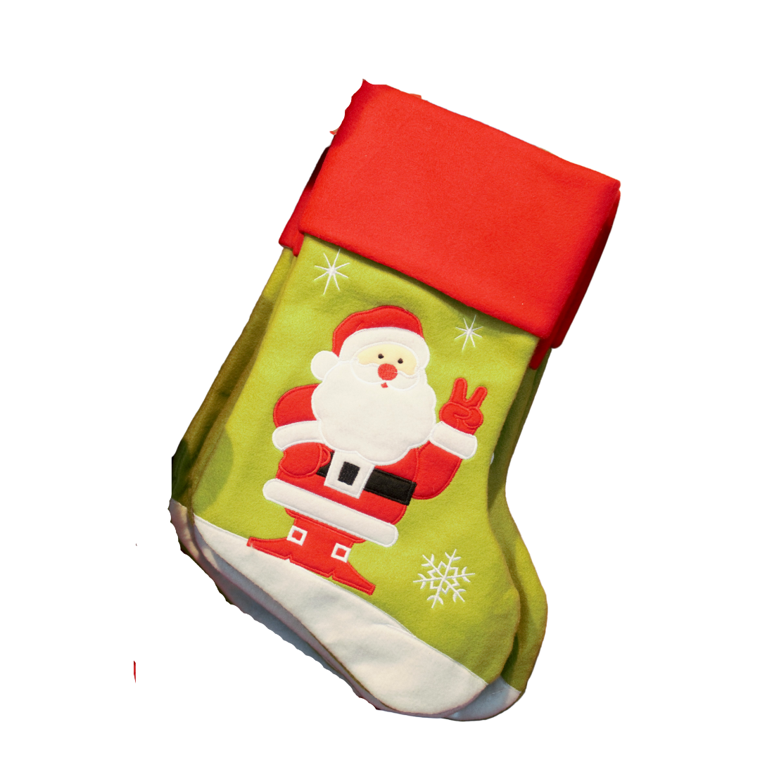 X-Mas Red & Green Santa Stocking (Each)