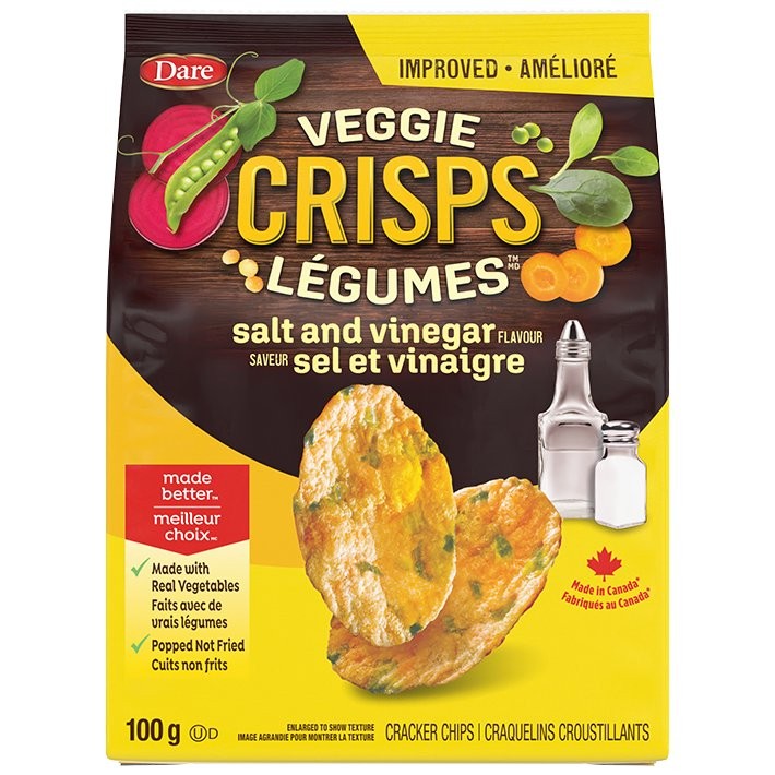 DARE VEGGIE CRISPS SALT VINEGAR 100g