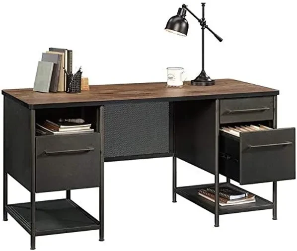Sauder Boulevard Cafe Industrial Executive Desk, Black Finish