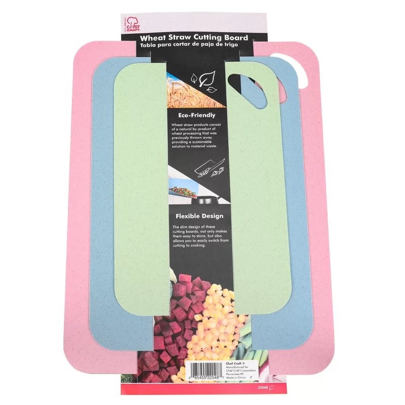 CHEF CRAFT STRAW CUTTING BOARD 3pc