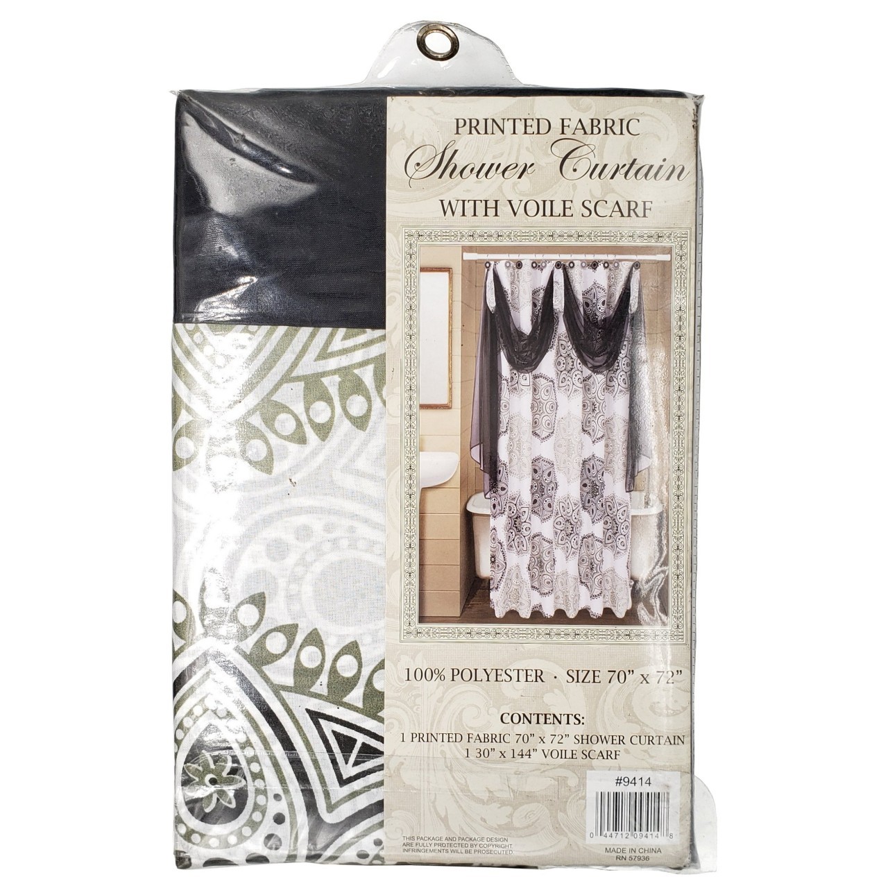 BETTER HOME SHOWER CURT W/SCARF 70x72