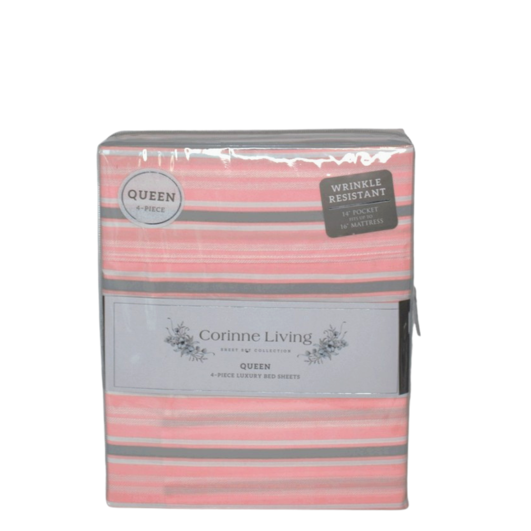 Corinne Living 4pc Sheet Set Queen- Blush