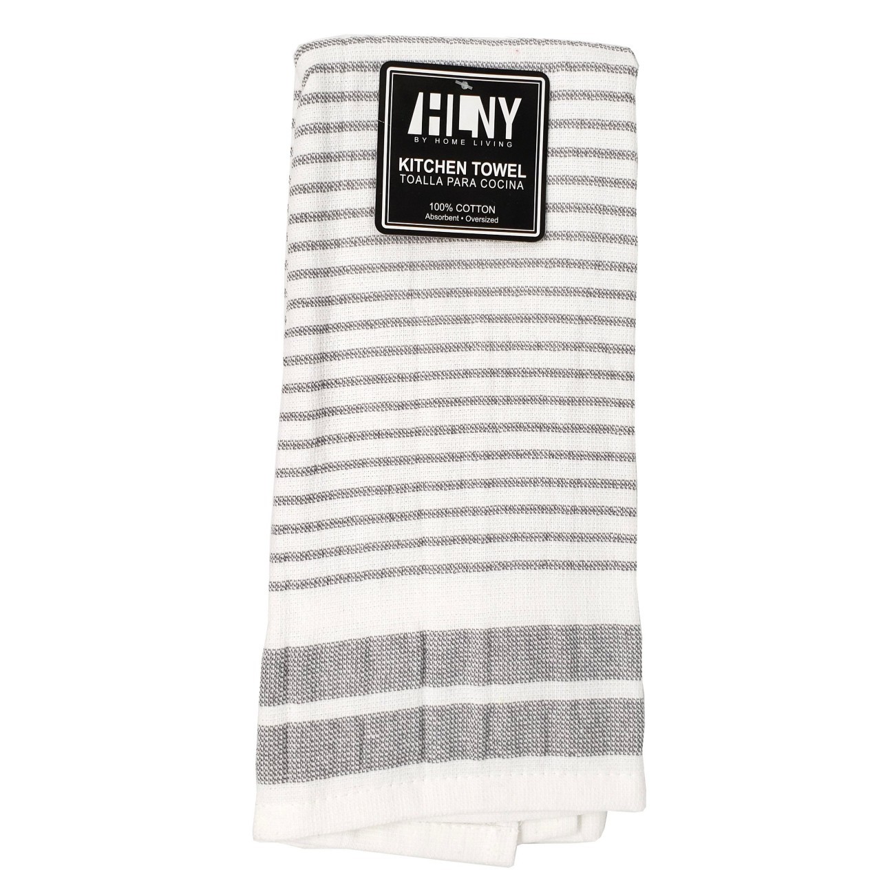 HOME LIVING KITCHEN TOWEL GREY STRIPE 1c