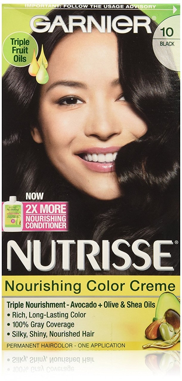 Garnier Nutrisse Permanent Haircolor, 10 Negro Black