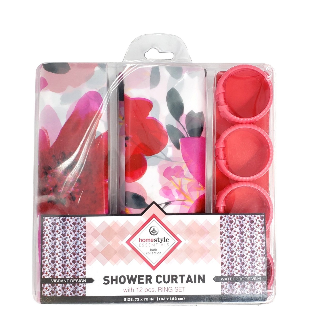 HOME STYLE SHOWER CURTAIN W/RING 72x72