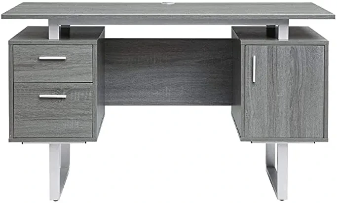 Techni Mobili Modern Office Desk with Storage, Gray