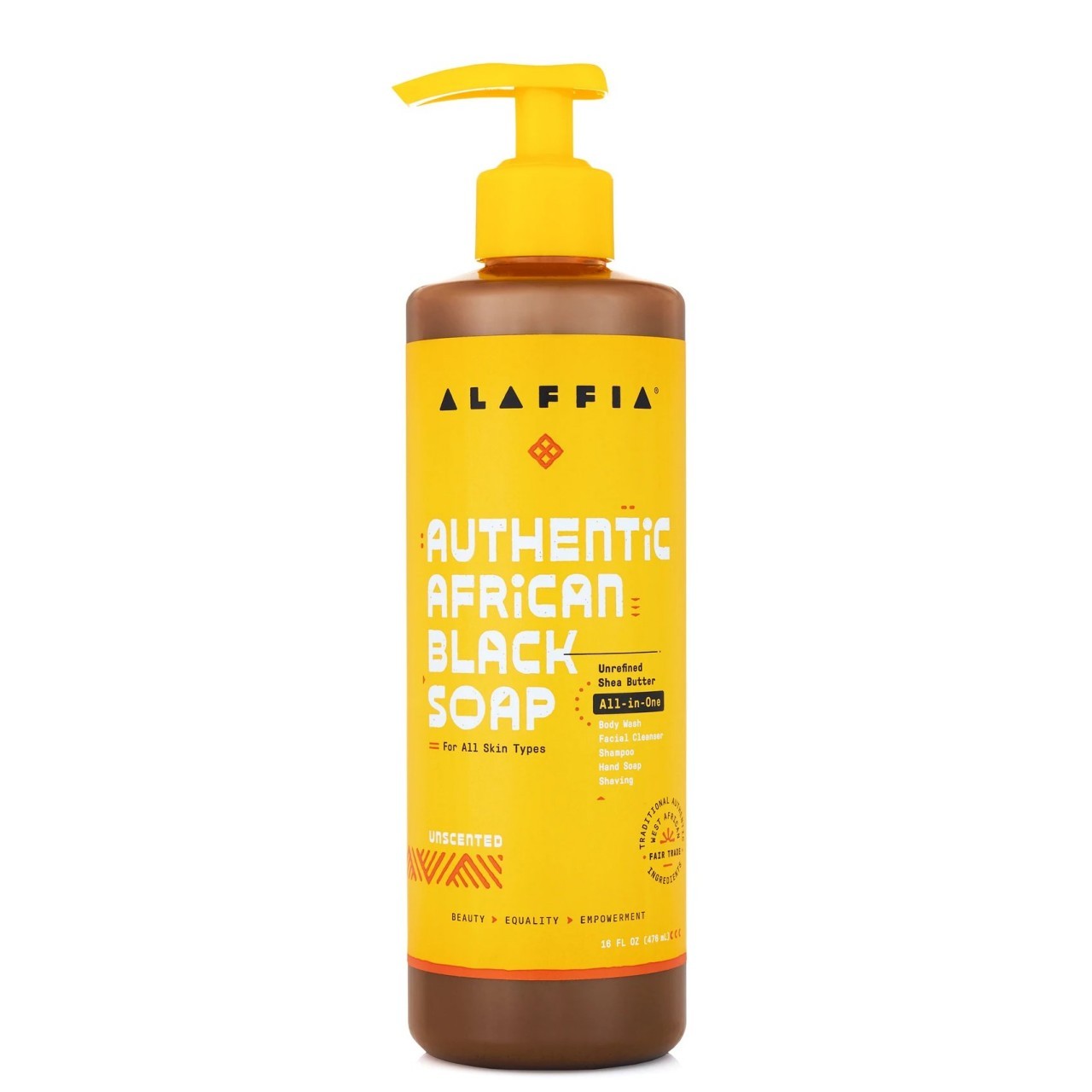ALAFFIA BLACK SOAP UNSCENTED 16oz