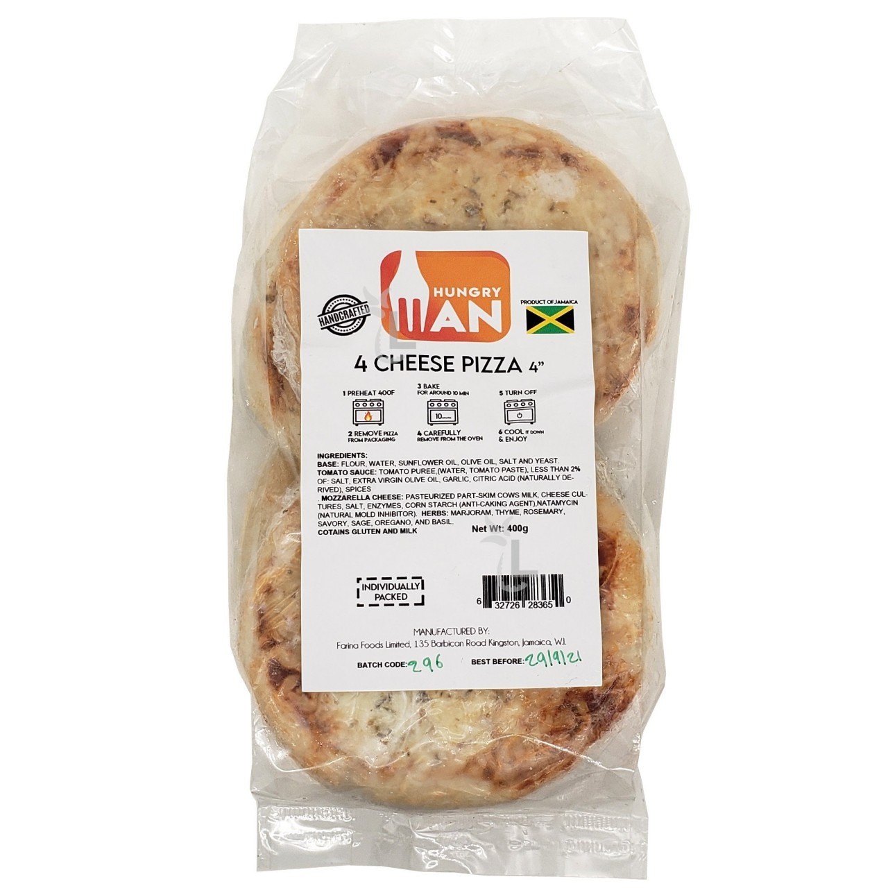 HUNGRY MAN PIZZA CHEESE 4x4in